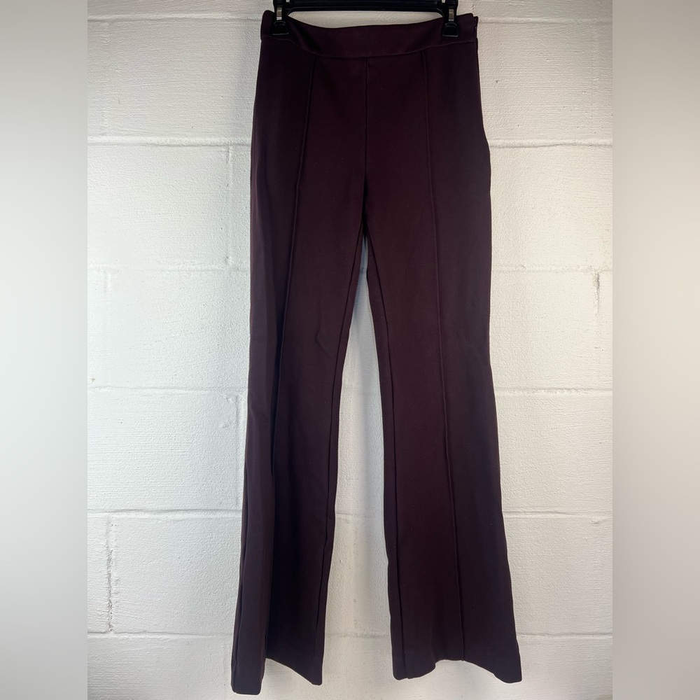 Ann Taylor Plum Dark Purple Front Seam Wide Leg Dress Pants, 4